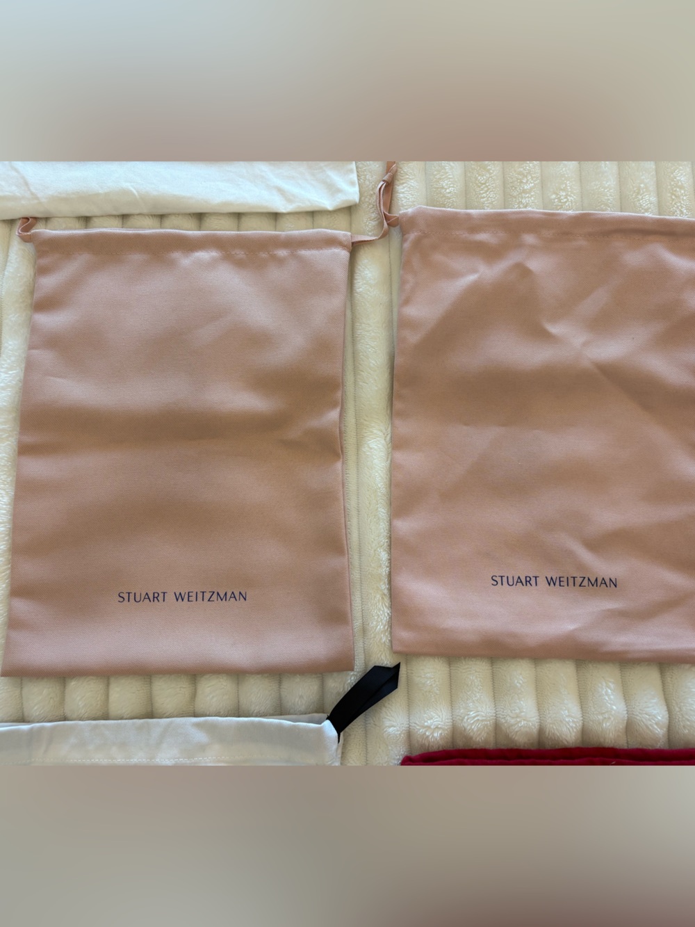 Stuart Weitzman Blush Pink Drawstring Dust Bag Set